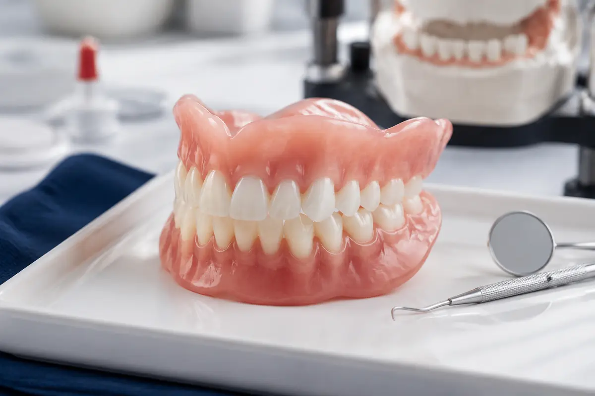 Complete denture model prepared for clinical planning